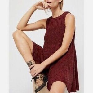 Free People Knitted Burgundy Dress